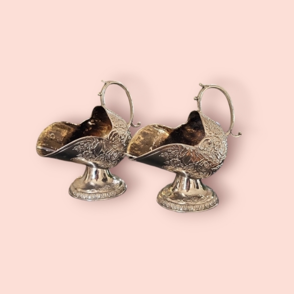 vintage silver scoop and bowl